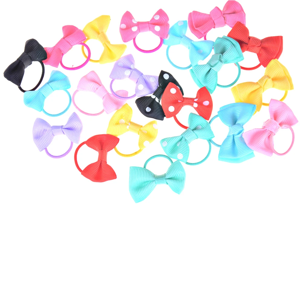 

10Pcs/lot Mini Bow Bebe Girls' Hair Ropes 2" Little Girl Hair Grosgrain Ribbon Bow With Elastic Hair Bands Kids Hair Accessories