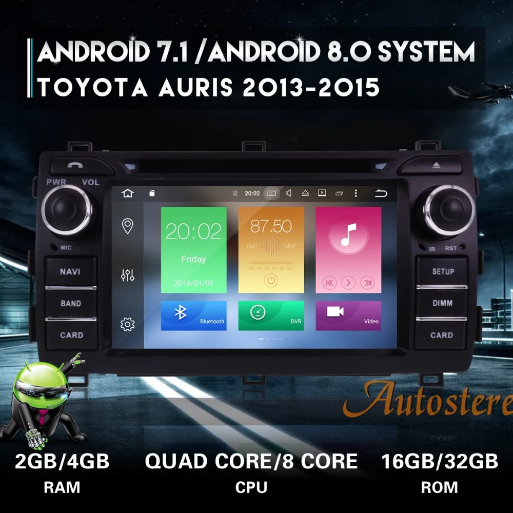 

Android8.0 7.1 Car DVD player GPS navigation Stereo unit For Toyota Auris 2013 2014 2015 headunit Satnav multimedia recoder
