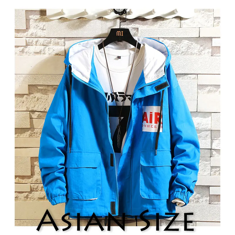 Privathinker осенняя куртка-карго с капюшоном на молнии с карманом, куртка-бомбер, Повседневная Уличная рабочая куртка, пальто на открытом воздухе - Цвет: SkyBlue(AsianSize)