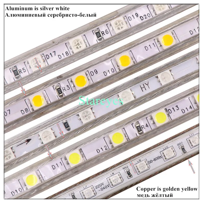 10 рулонов 1000 метров SMD 5050 8 мм PCB 60 Светодиодный/M AC220V светодиодный лента IP67 водонепроницаемый гибкий светодиодный светильник RGB лента