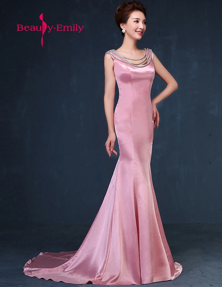 Beauty-Emily Long Evening Dresses 2017 Appliques Flower Bow Mermaid Sleeveless Backless Formal Wedding Party Dress Beauty-Emily Long Evening Dresses 2017 Appliques Flower Bow Mermaid Sleeveless Backless Formal Wedding Party Dress