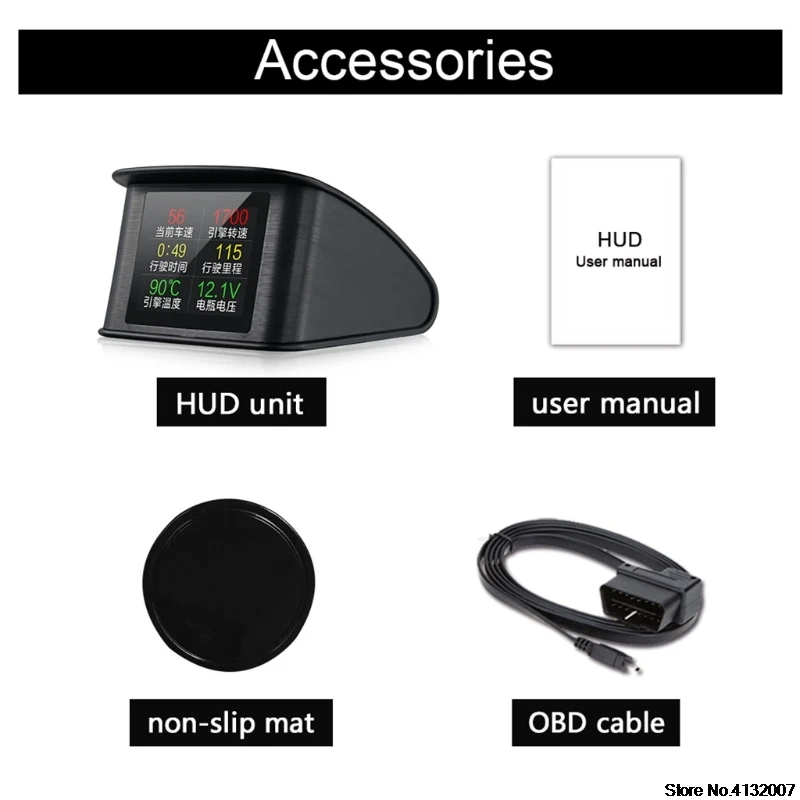 

P10 Car HUD Head Up Display OBD2/EUOBD Excessive Speed Voltage Tempature Alarm