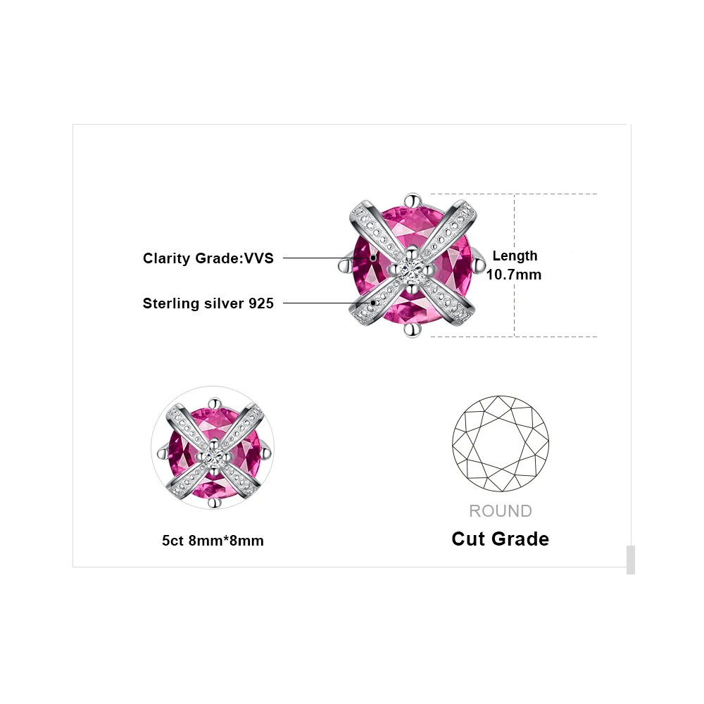 JewelryPalace Crown 5ct розовые сапфировые серьги с цирконием кубической огранки 925 пробы