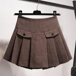 Женская осенняя и зимняя коллекция 2018 года, новая Корейская шерстяная юбка, юбка средней длины, юбка А-образной формы, Зимняя юбка