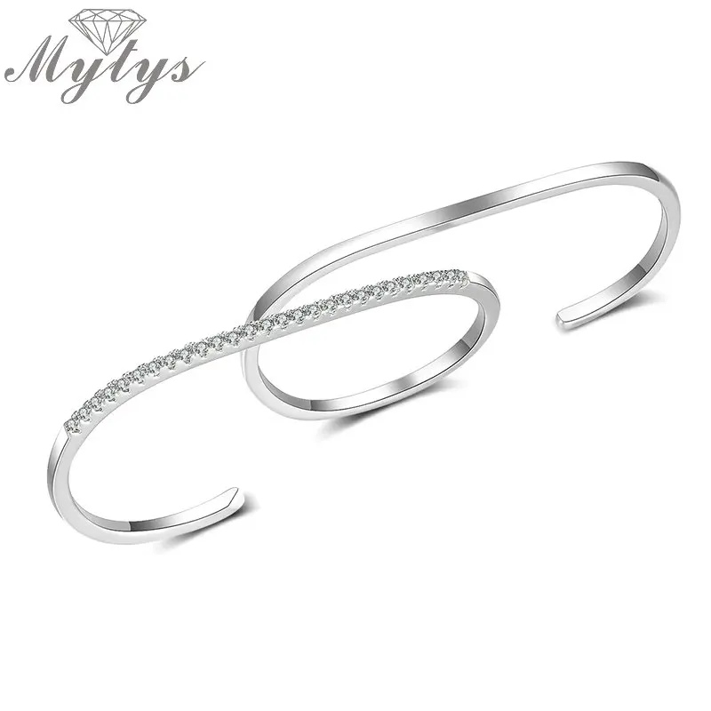 

Mytys Fashion Office Lady Cuff Rings Three Finger Ring Adjustable size 6 7 Creative Geometric Design Original Brand R2013 R2014