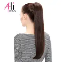 ALI-BEAUTY หางม้าผมยุโรปตรงผม 120 กรัมห่อรอบคลิปใน Remy Hair 12- 26 นิ้ว