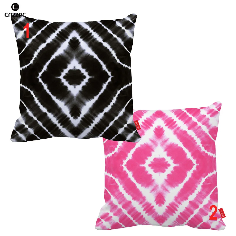 Black Pink Tie Dye Square Rhombus Geometric Print Car Sofa Decorative