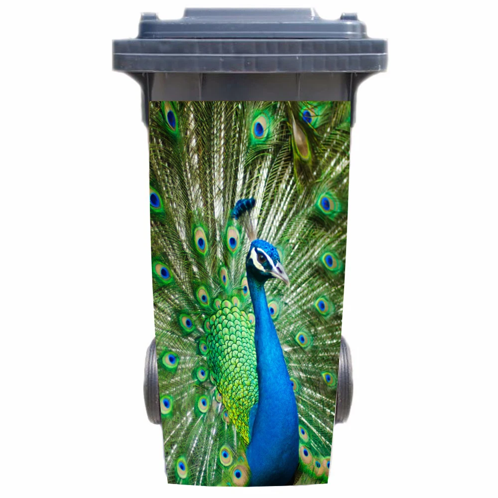 

3D Beautiful Peacock Rubbish Bin Sticker Wallpaper mural Wall Print Decal Removable Wall Mural Photo self adhesive Gift