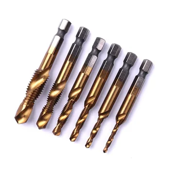 

6Pcs 1/4 Inch Hex Shank HSS Titanium Straight Flute Screw Thread Metric Plug Tap Drill Bits M3 M4 M5 M6 M8 M10 Right Hand Taps