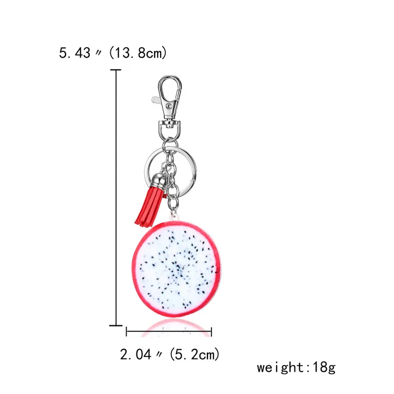 Большой Летний брелок для ключей с фруктами яблоко арбуз Pitaya Pine apple Kiwifruit, брелок для ключей, брелок для ключей с свежими фруктами, ювелирные изделия - Цвет: Pitaya