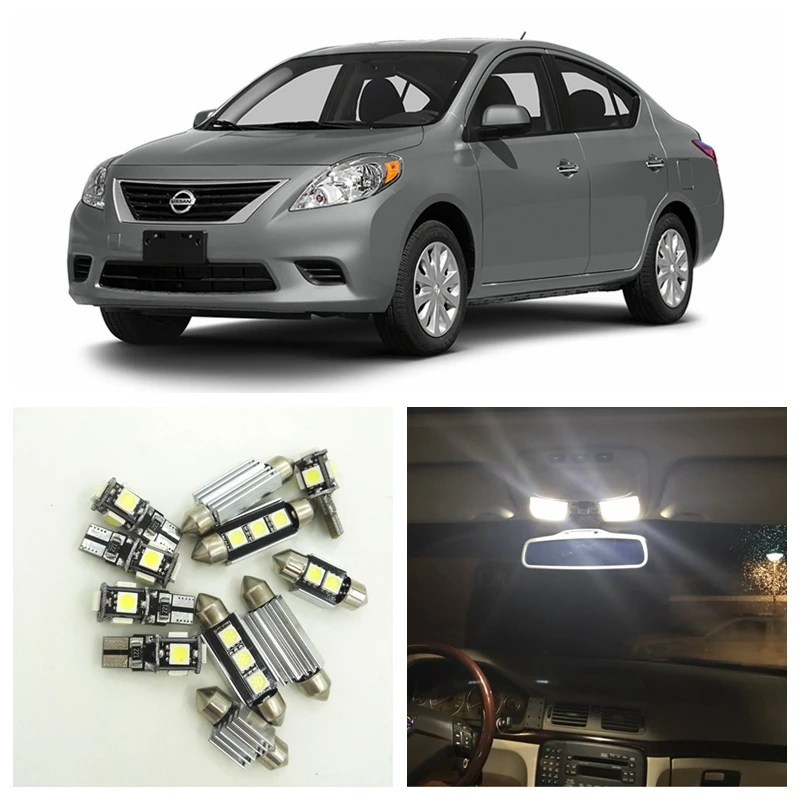 8pcs White LED Light Bulbs Interior Package Kit For Nissan Versa 2007 2013 Map Dome Trunk