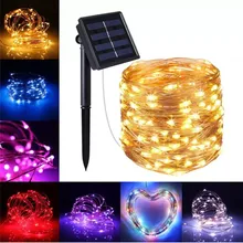 10 м 100LED солнечные 2 режима Фея свет шнура вечерние Рождество лампы Декор для сада