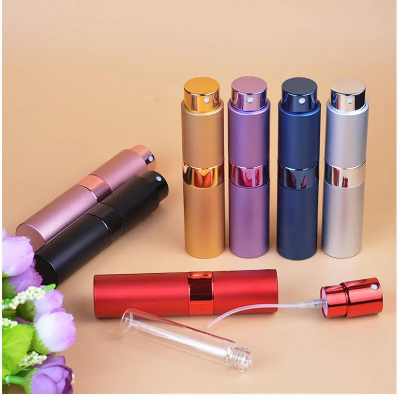 

8ml 15ml Portable Aluminum Refillable Small Perfume Bottle With Spray Empty Cosmetic Containers With Atomizer For Traveler M21C