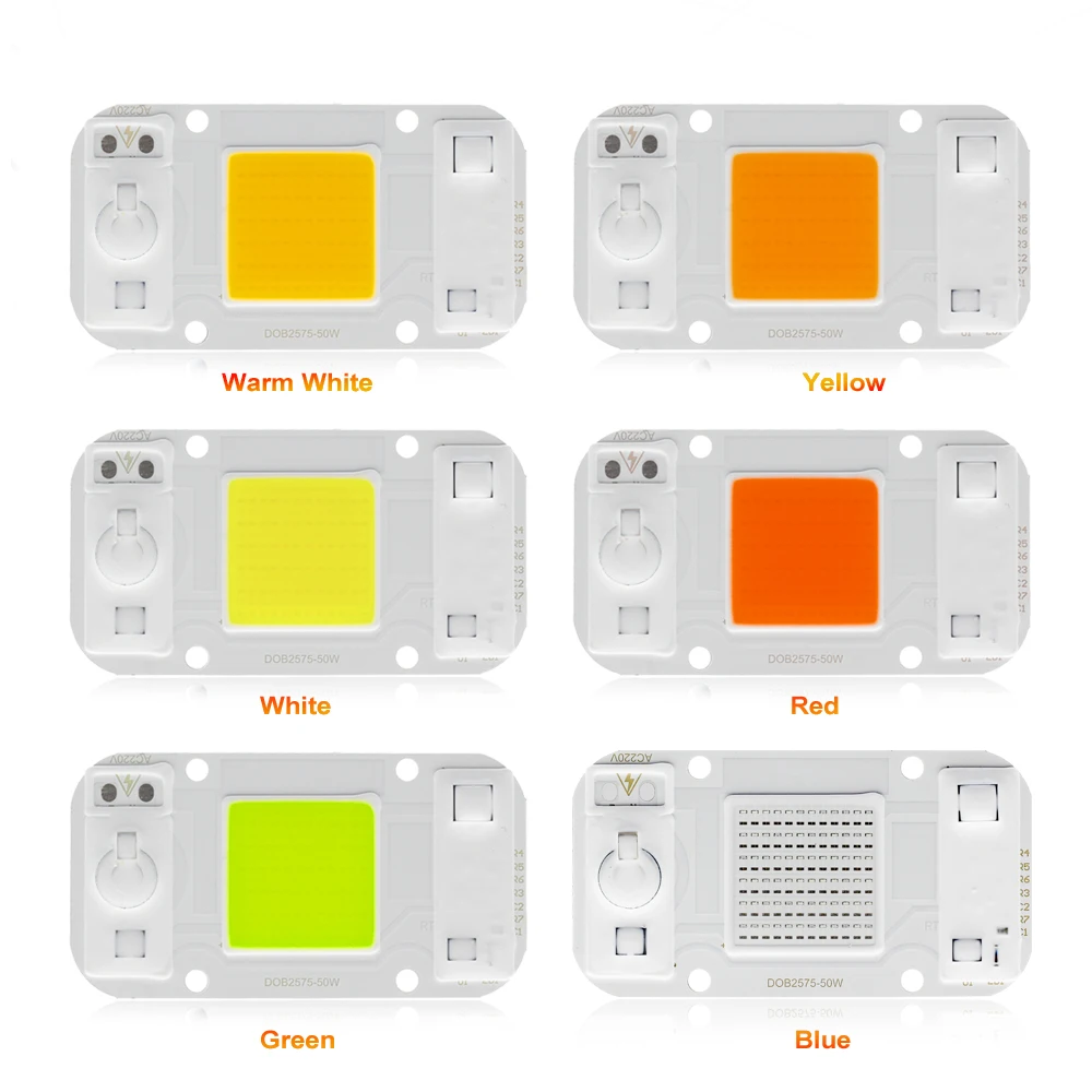 Светодиодный чип COB 220 В 20 Вт 30 Вт 50 Вт смарт IC COB чипы для прожектора прожектор наружная лампа DIY освещение белый теплый белый синий желтый