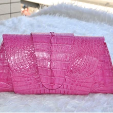 Клатч из кожи аллигатора, женская сумка из крокодиловый кожи, сумка через плечо красного цвета