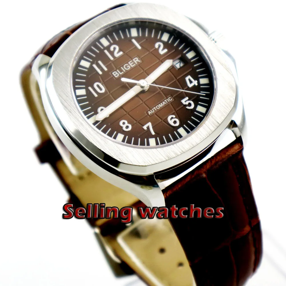 

40mm BLIGER Luxury Brand Brown Dial Luminous Men Watches Fashion Creative Automatic Wristwatch