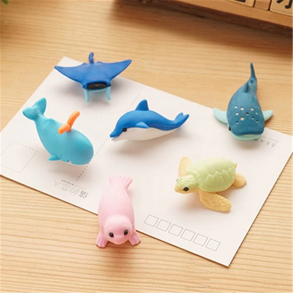 

6pcs/lot Ocean Animal Erasers Bulk Fun Gifts For Kids Pencil Erasers Lot Eraser Animals
