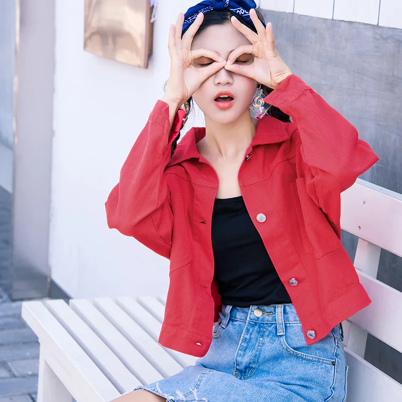 Harujuku Japanese Streetwear Red Short Wind Longsleeve Jacket and Coats Windproof Women Windbreaker Chic for Girls 2019 Spring F Harujuku Japanese Streetwear Red Short Wind Longsleeve Jacket and Coats Windproof Women Windbreaker Chic for Girls 2019 Spring F