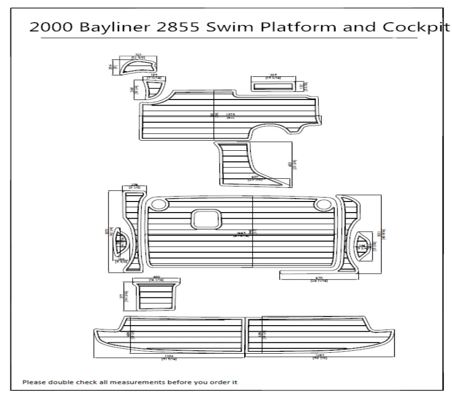 

2000 Bayliner 2855 Swim Platform and Cockpit Pad Boat EVA Teak Decking 1/4" 6mm