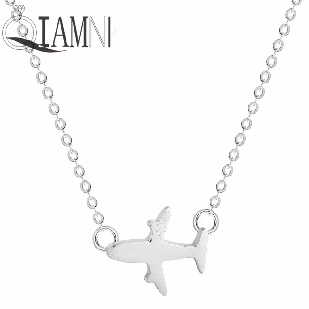 QIAMNI 925 Sterling Silver Lovely Aircraft Air Plane Chain Choker