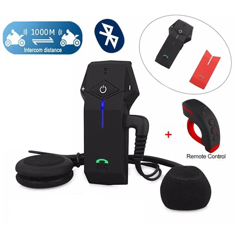 1PCS 1000m Motorbike Moto Helmet Bluetooth Intercom Stereo Headset Handsfree BT Interphone Earphones with NFC FM+Remote Control (2)