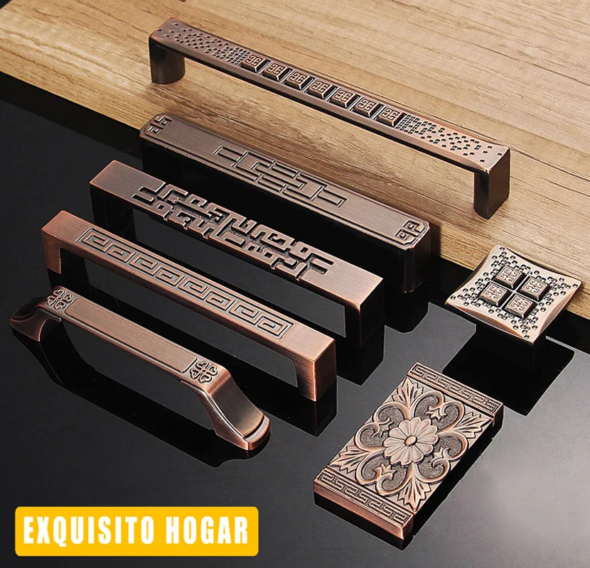 European Simple Antique Wardrobe Cabinet Door Handle Retro Red Bronze Small Drawer Handle Knobs Furniture H European Simple Antique Wardrobe Cabinet Door Handle Retro Red Bronze Small Drawer Handle Knobs Furniture H