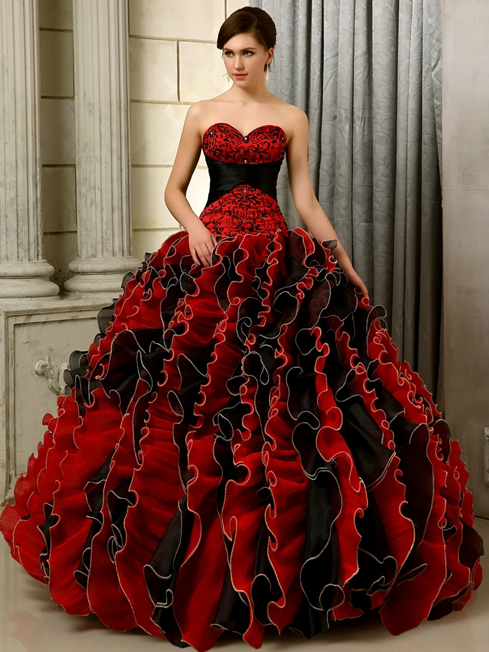 Online Buy Wholesale red black quinceanera dresses from