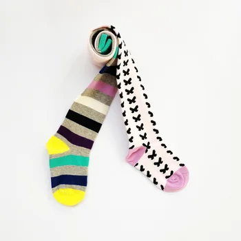 

Hot children striped pantyhose Cotton Tights For Girls Girls Knee High Socks AB Style kids butterfly Tights