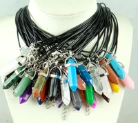 Natural stone Turquoises Quartz Crystal Opal lapis tiger eye Column pendant for diy Jewelry making necklace Accessories 1pcs 1