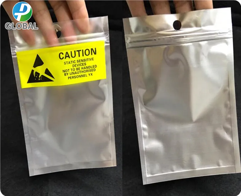 100pcs 8*13.5cm Zip lock Anti-Static Shielding plastic Bags ESD Anti Static zipper Electronic Accessories/battery Packaging bags 2