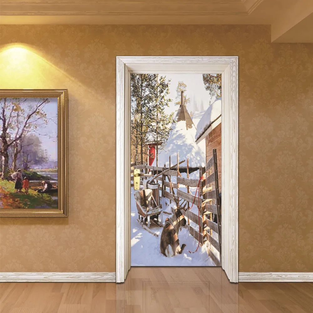 

3D Wall Sticker Decal Art Decor Vinyl European Stone Staircase Door Poster Removable Mural Poster Scene Window Door Wallpaper &c