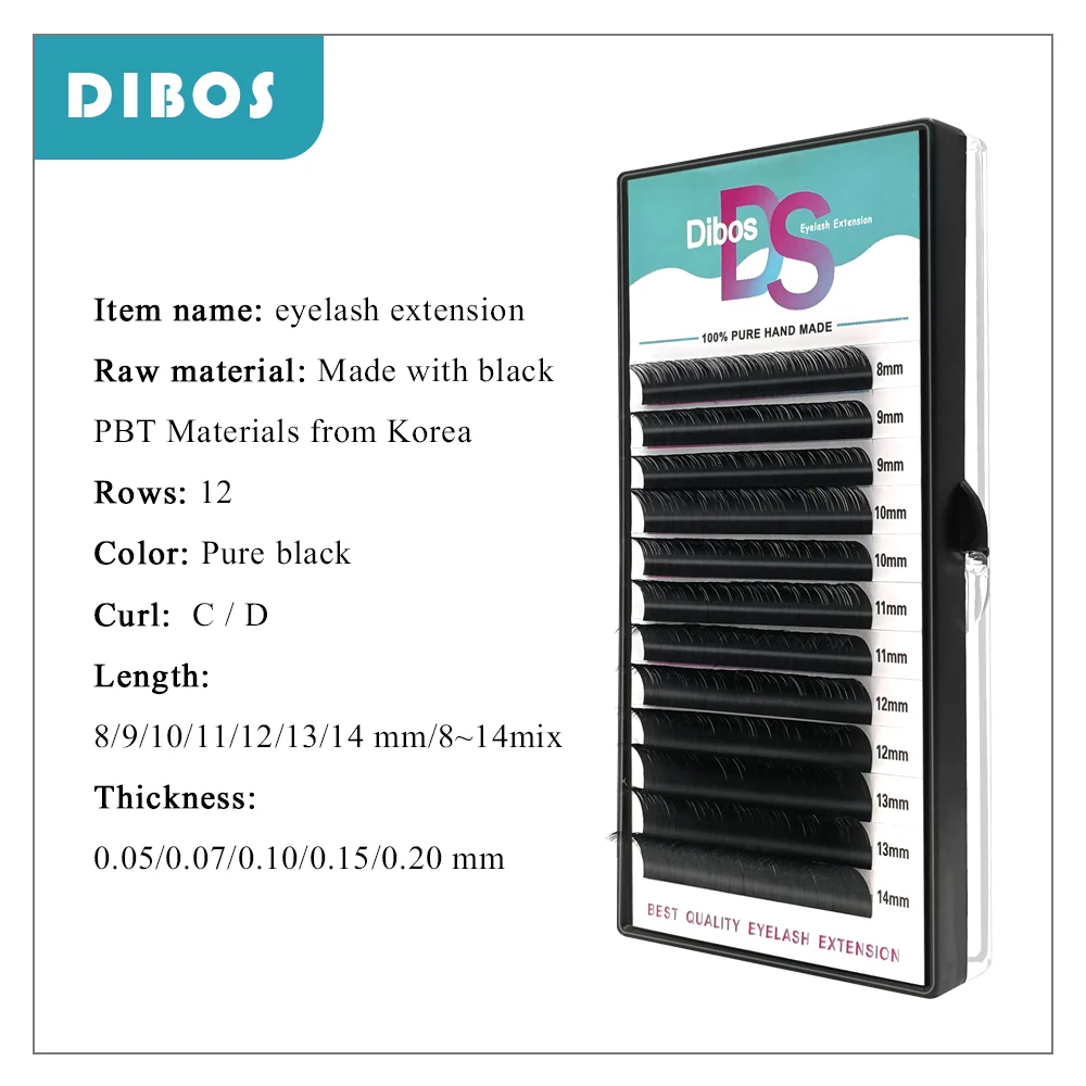 

Dibos All Size C/D curl 1 trays Individual natural Mink Eyelash Extension Artificial Fake False Eyelashes materials for eyelash