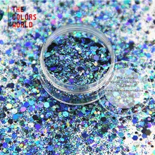 HA251504-218 смешанные Блестки для ногтей цвета Шестигранная форма Блестки для дизайна ногтей DIY украшения Хэллоуин