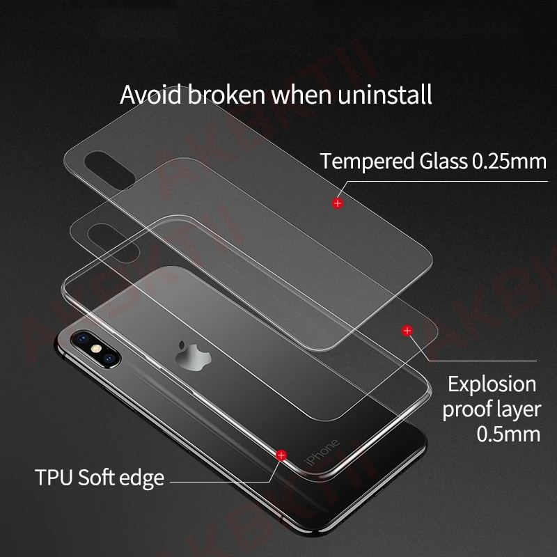 AKBKTII роскошный стеклянный чехол для iPhone XS MAX XR X s ультра тонкий прозрачный задний 7