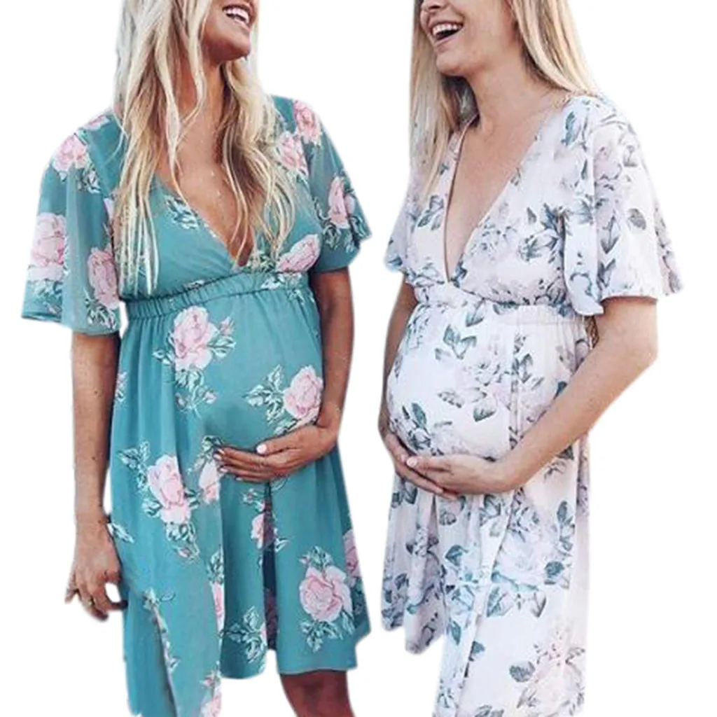 Vetement femme Новое Женское платье с коротким рукавом для беременных платье для беременных Одежда для кормящих мам с цветочным принтом ropa de mujer