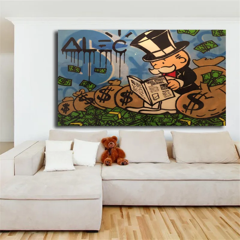 

Sitting On The Money Graffiti Wall Art Canvas Posters Prints Painting Wall Pictures For Office Bedroom Home Decor Accessories