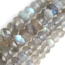 Натуральный Граненый Серый лабрадорит камень бисер Rondelle бусины для изготовления ювелирных изделий 3x5 мм 4x7 мм Diy браслет Цепочки и ожерелья 15 дюймов