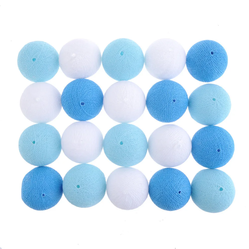 

New 20 Sweet Pastel Sky Blue Scheme Cotton Balls With LED Light String Light Fairy For Wedding Christmas Party Home Decoration