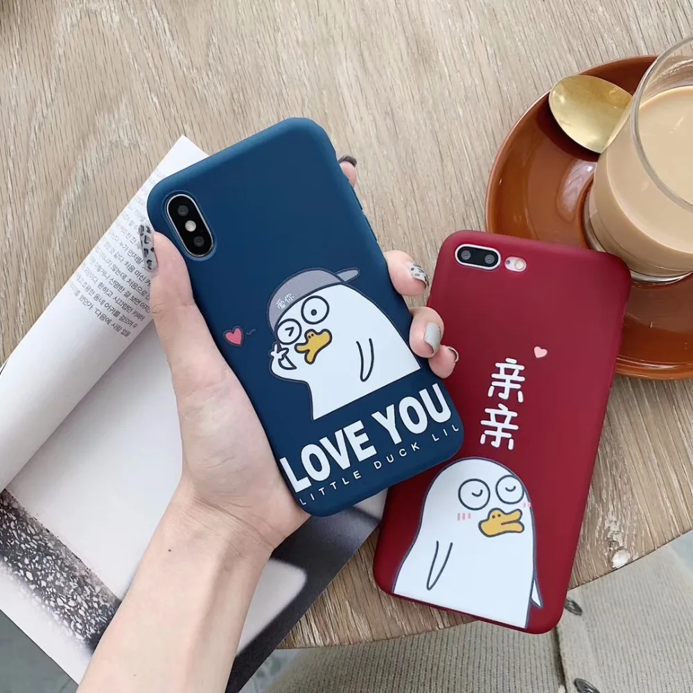 TPU silicone couple cute duck phone case for iphone x xr xs max 6sPLUS 7 8plus anti-fall soft shell tpu scrub cover |