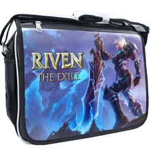 Lol Riven hombro estudiante Cosplay anime japonés ajustable pu PVC impreso casual cremallera crossbody mensajero Bolsas mochila