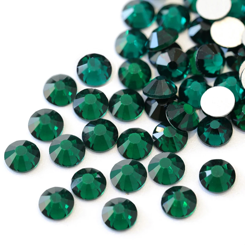 

All Sizes Emerald Green Nail Art Rhinestones Flatback Non HotFix Rhinestone Crystal Loose Strass For Nails Y0977