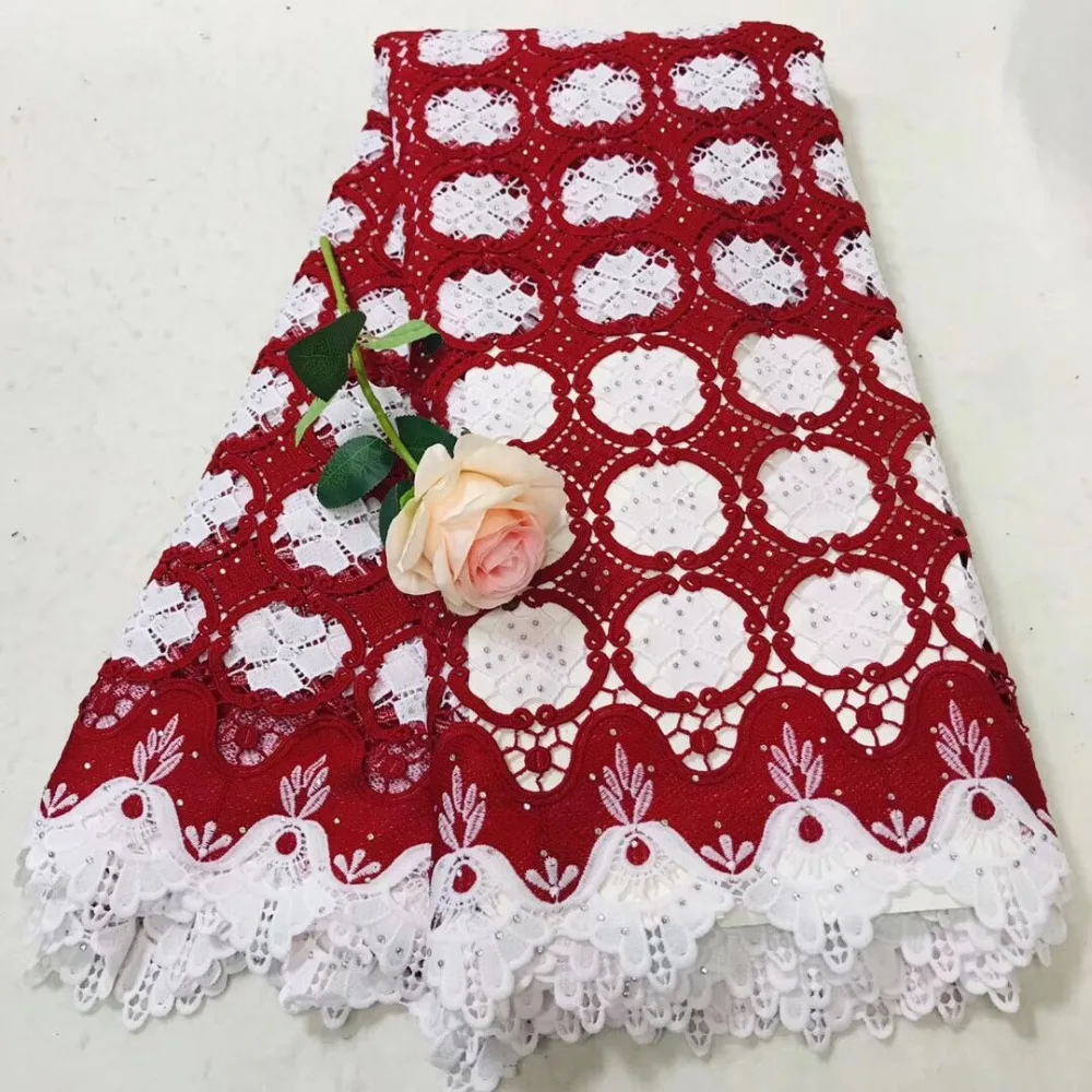 

2019 New African Mesh Lace Fabric High Quality Swiss French Nigerian water soluble Net Lace Fabrics For Wedding Dress 5yards 845