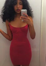 FANALA Summer Dress Style Women Dress Spaghetti Strap Package Pencil Bodycon Solid Sexy Mini Party Dresses Polyester Red S-XL
