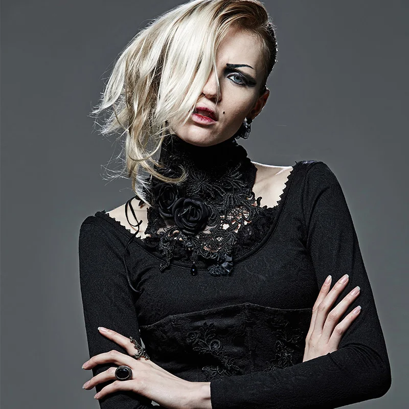 

PUNK RAVE Gothic Palace Asymmetric Scarves for Women Steampunk Black Roses Sexy Party Shawls Fashion Women Clothes Accessories