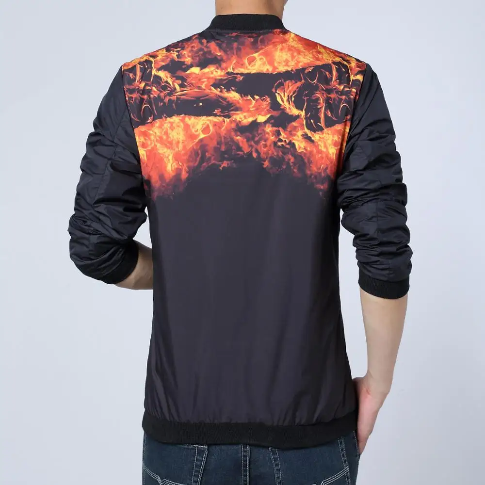 Plus Size Jacket Men Brand New 2019 Streetwear Bomber Jacket Man Stand Collar Print Slim Fit Windbreaker Men Casual Jacket 5XL-M