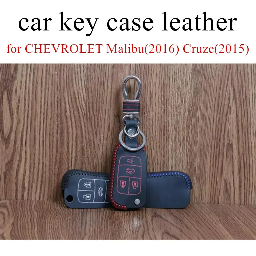 

Only Red new arrival Key Case Car Hand Sewing Leather Key Cover Auto car accessory fit for CHEVROLET Malibu(2016) Cruze(2015)