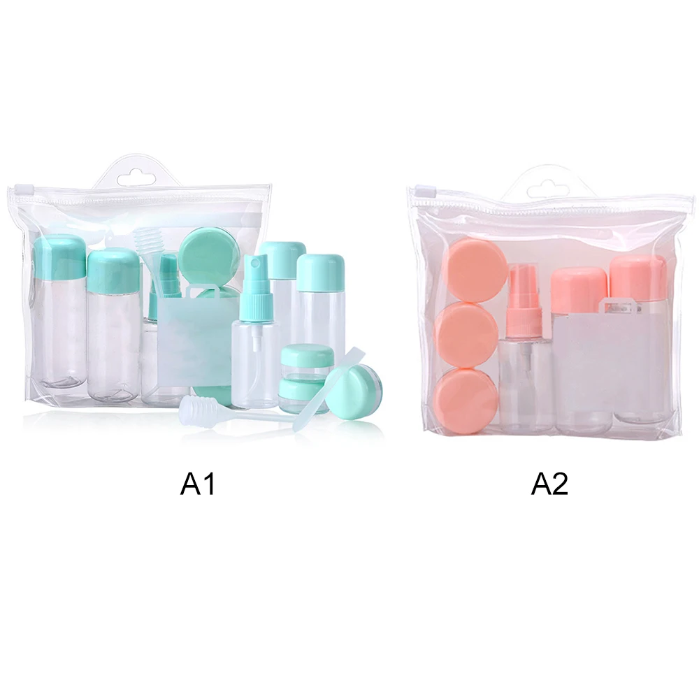 8pcs Travel Bottles Set Leak Proof Refillable Toiletries Containers for Liquid Shampoo with Spray Bottle Cosmetic Cream Bottles