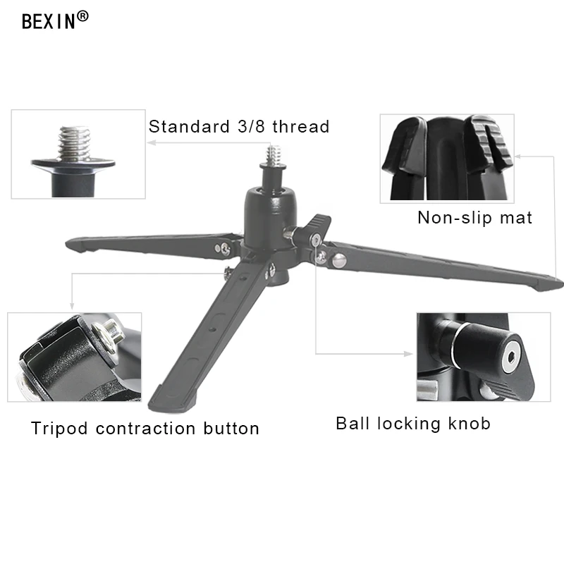 Универсальный мини-монопод с тремя ножками и стабилизаторами, аксессуары для фотосъемки, подставка для монопода с винтом 3/8"