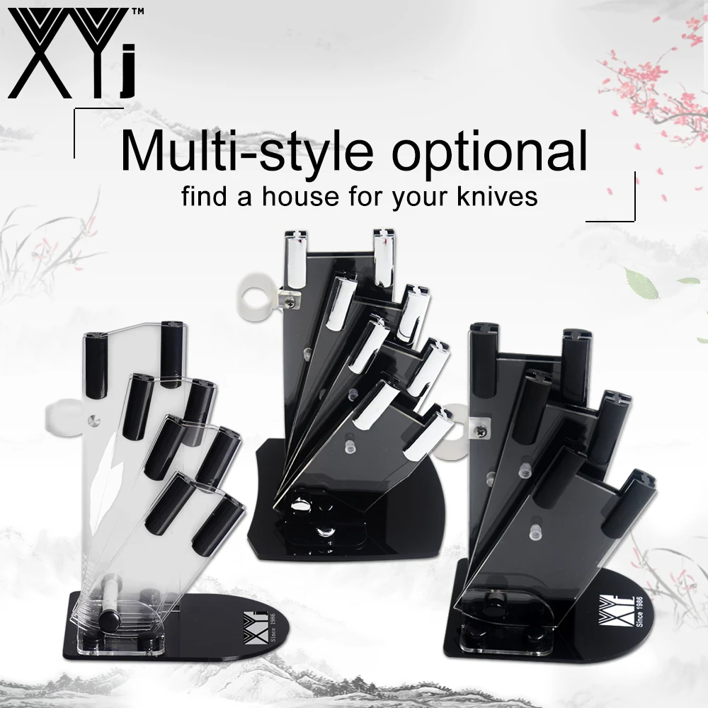 XYj New Design kitchen Knives Block Ceramic Knife Stand Black Acrylic
