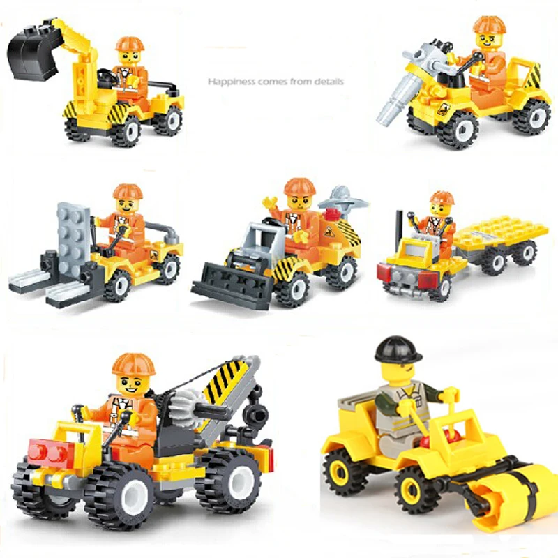 

New 7pcs City Excavator Dumper Bulldozer Truck Model Vehicle Building Blocks Set Compatible With LegoINGlys City Car